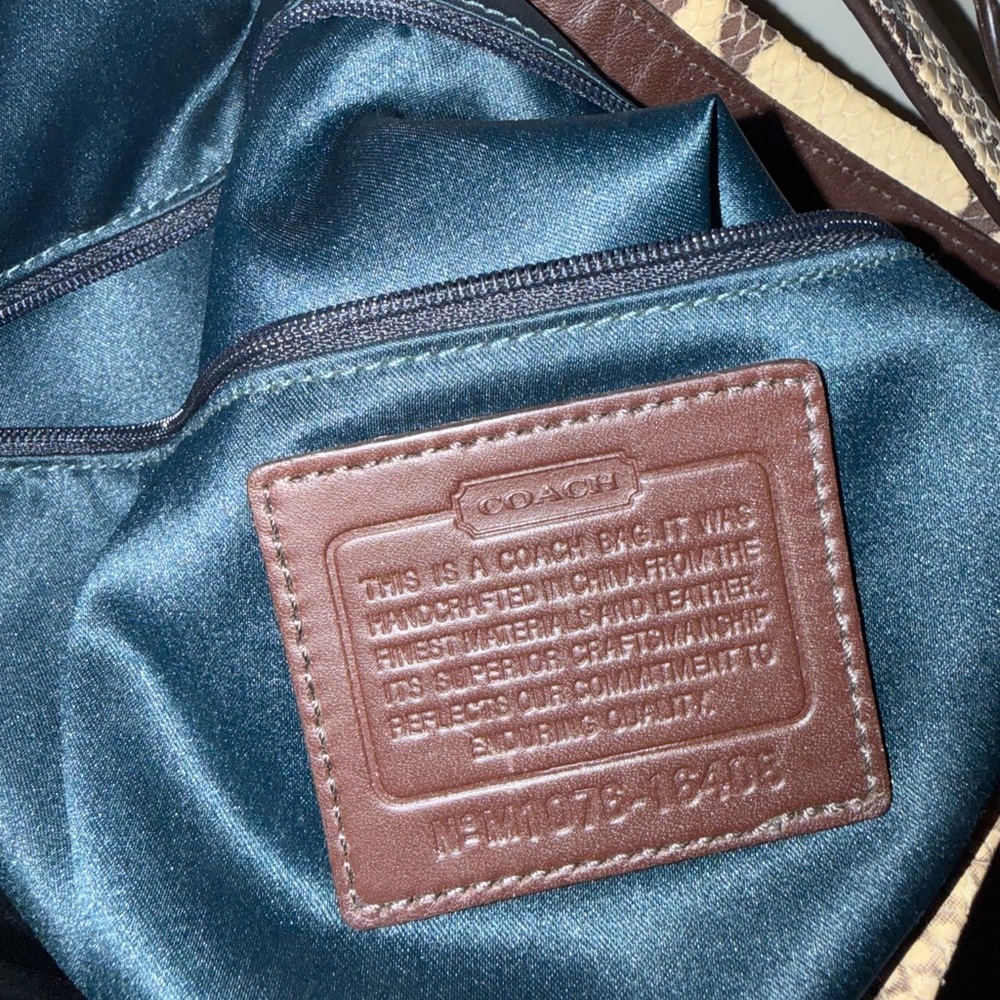 Coach Signature Jacquard Hobo Shoulder Bag w/ Snakeskin Trim - Picture 13 of 15